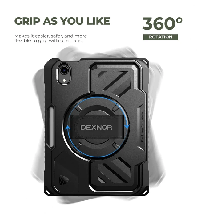 Alt view image 3 of 5 - Dexnor Case for iPad mini 7 (A17 Pro)/mini 6 8.3" Rugged Extra-Wide Stand