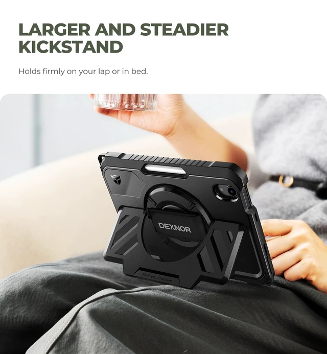 Alt view image 4 of 5 - Dexnor Case for iPad mini 7 (A17 Pro)/mini 6 8.3" Rugged Extra-Wide Stand