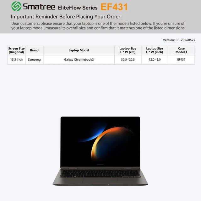 Alt view image 3 of 5 - Smatree EliteFlow Laptop Case for 13.3 inch Samsung Galaxy Chromebook 2