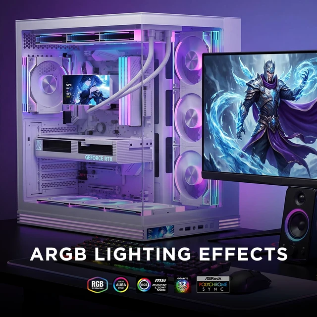 Alt view image 4 of 5 - Jungle Leopard Interstellar V3 120mm PC Case Fan Infinity Mirror Module Daisy-Chain 120mm RGB PWM Fan Triple Pack Suitable for Computer Case & 360mm AIO Cooler(White-3Pack