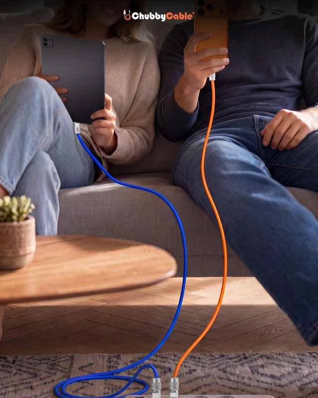 Alt view image 2 of 5 - chubbycable 120W Silicone USB A to C Cable, 2 Pack, Black+White, 19.6FT