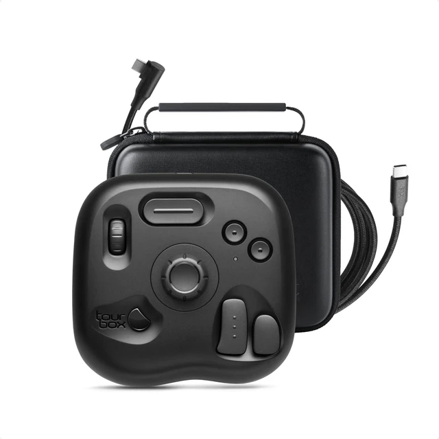 Main image of TourBox Lite Drawing Controller, Custom-Shaped Controls, Cable & Bag, Black