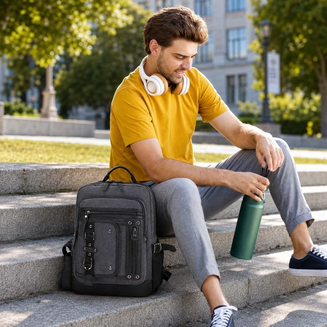 Alt view image 3 of 5 - Leaper Large Sling Bag for Travel: Holds 14" Laptop,Water Bottle & More