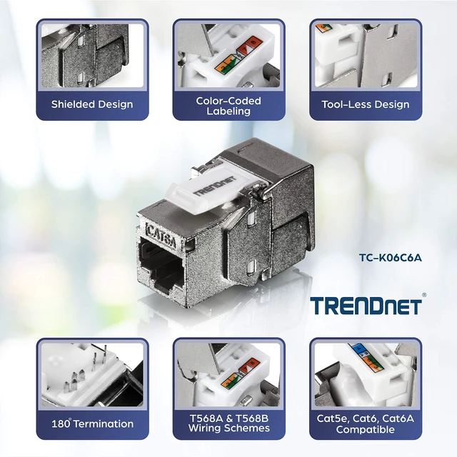 Alt view image 4 of 5 - TRENDnet Shielded Cat6A RJ45 Keystone Jack 6-Pack Bundle,TC-K06C6A