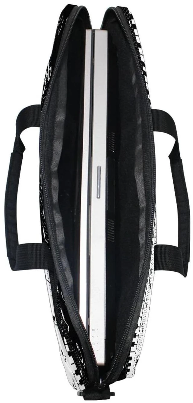 Alt view image 3 of 5 - MRMIAN Fashionable Black White Music Note Score 15 inch Laptop Case Shoulder Bag Crossbody Briefcase Messenger Sleeve for Women Men Girls Boys with Shoulder Strap Handle, Back to School Gifts