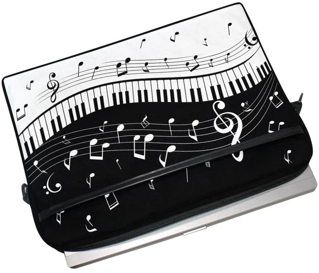 Alt view image 4 of 5 - MRMIAN Fashionable Black White Music Note Score 15 inch Laptop Case Shoulder Bag Crossbody Briefcase Messenger Sleeve for Women Men Girls Boys with Shoulder Strap Handle, Back to School Gifts