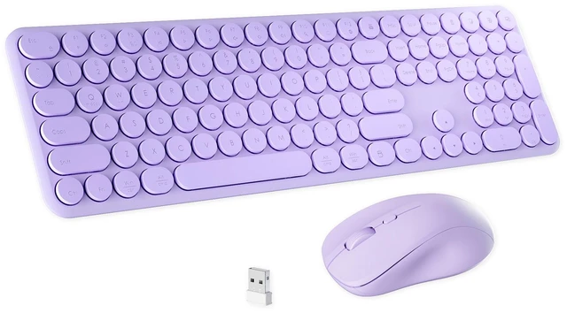 Main image of FCPLU Retro Wireless Keyboard and Mouse Combo Purple