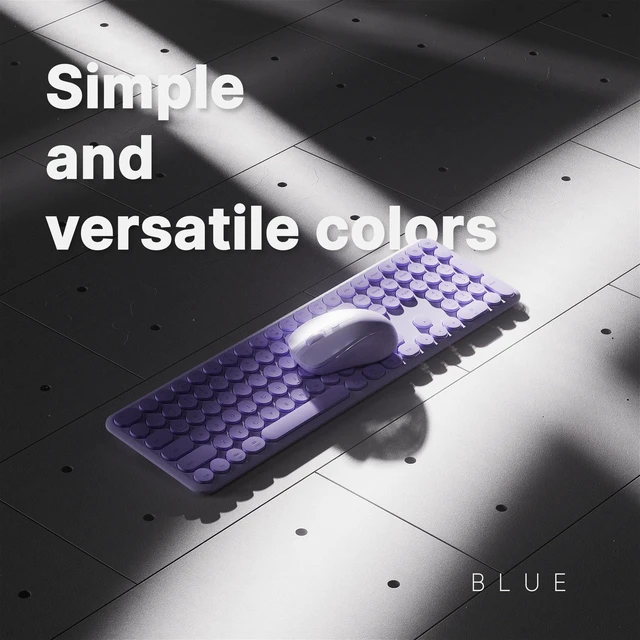 Alt view image 3 of 5 - FCPLU Retro Wireless Keyboard and Mouse Combo Purple