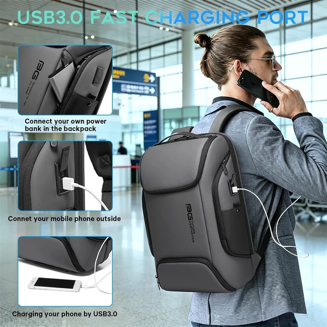 Alt view image 4 of 5 - FUTURE AESTHEICS Business Laptop Smart Backpack Can Hold 15.6 Inch Laptop Commute Backpack Carry on bag for men and women (Grey)