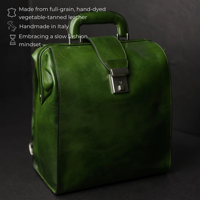 Alt view image 4 of 5 - Time Resistance Leather Backpack for Men and Women - Business Rucksack Laptop Bag (Green)