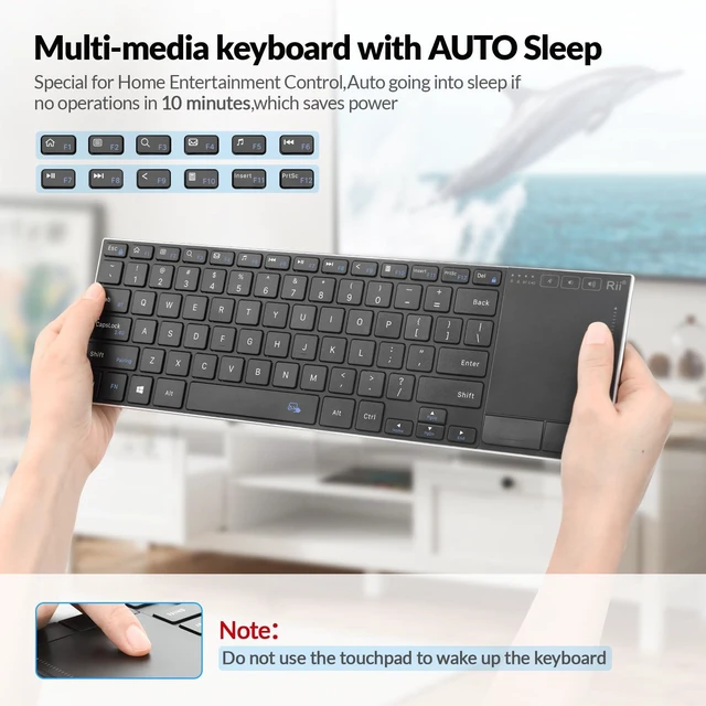 Alt view image 5 of 5 - Rii 2.4G Wireless Keyboard,Bluetooth Keyboard(BT 5.1+2.4G),Aluminium Alloy Portable with Touchpad for Computer,PC,Tablet,iPad,Android TV Box,Smart TV,Windows,Mac (Black)
