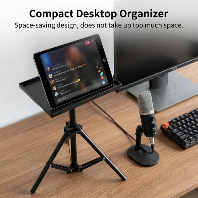 Alt view image 5 of 5 - Veemoon Projector Tripod Stand with Tray, 22.5-47" Height Adjustable