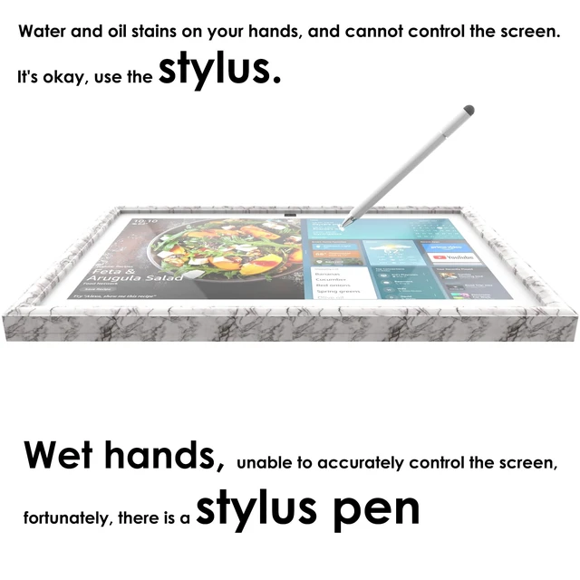 Alt view image 5 of 5 - HOOKMEMO white marble Frame for Show 15, echo show 15 screen protector, stylus pen, remote case covers. (white marble)