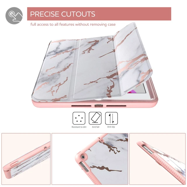 Alt view image 5 of 5 - SURITCH Case for iPad 10.2 2021/2020/2019 (9th/8th/7th Generation), Shockproof Protective Smart Cover Case with Stand and Auto Sleep/Wake for iPad 10.2 Inch (Marble)