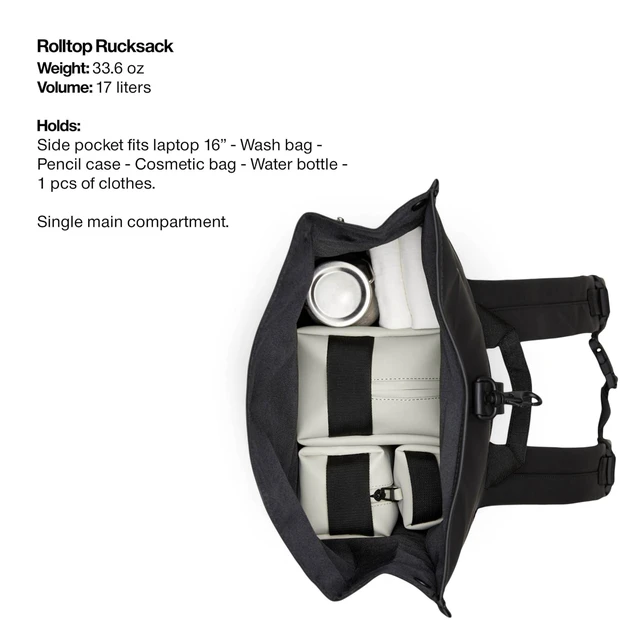 Alt view image 5 of 5 - RAINS Rolltop Rucksack - Waterproof Backpack with Chest Strap, Standard