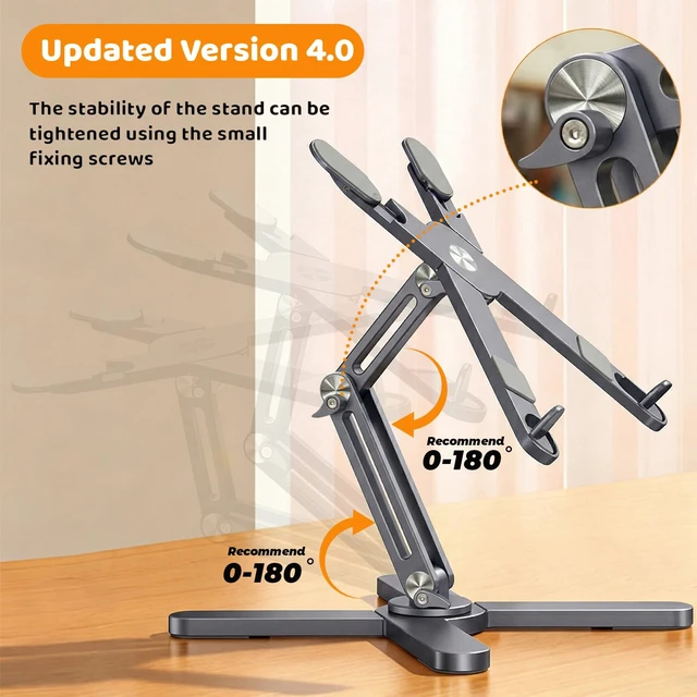 Alt view image 2 of 5 - MOALLIA N86 360 Rotating Laptop Stand for Desk with Locking Knobs, Grey
