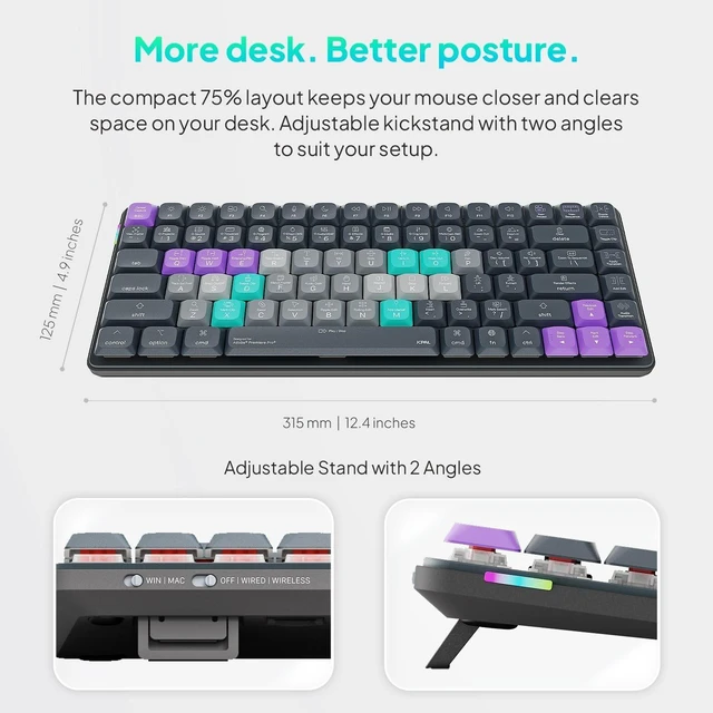 Alt view image 5 of 5 - JCPAL Dash Adobe Premiere Pro Wireless Shortcut Keyboard for Mac/PC
