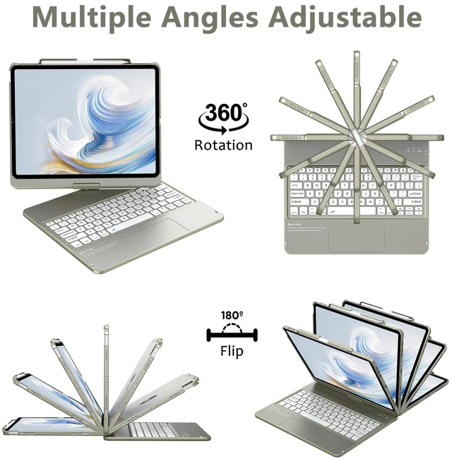 Alt view image 3 of 5 - KBCASE Keyboard Case for iPad Air 13 inch/Pro 12.9 inch, Slate Grey