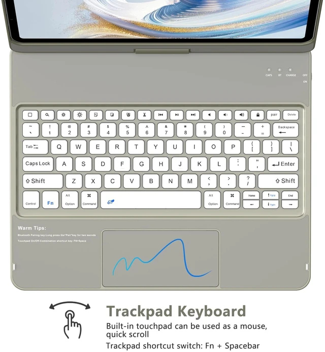 Alt view image 4 of 5 - KBCASE Keyboard Case for iPad Air 13 inch/Pro 12.9 inch, Slate Grey