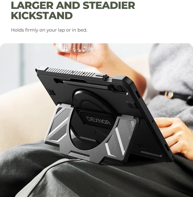 Alt view image 3 of 5 - Dexnor Case for Samsung Galaxy Tab S9 FE+ Plus 12.4" Extra-Wide Stand
