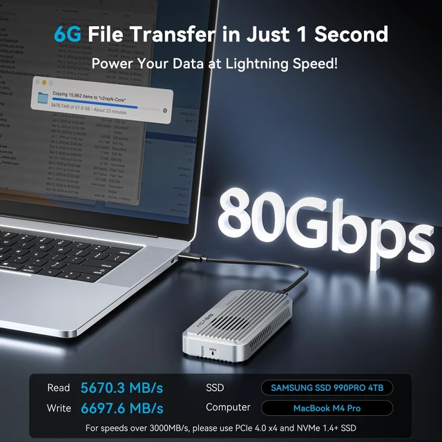 Alt view image 2 of 5 - ACASIS 80Gbps M.2 NVMe SSD Enclosure, Thunderbolt 5 & USB4 V2.0 Compatible