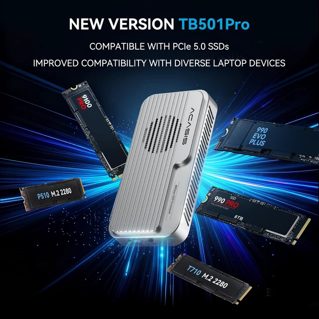 Alt view image 3 of 5 - ACASIS 80Gbps M.2 NVMe SSD Enclosure, Thunderbolt 5 & USB4 V2.0 Compatible