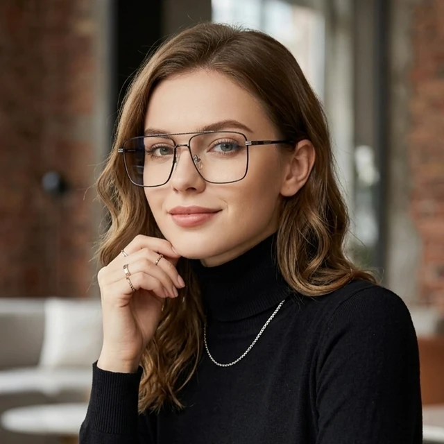 Alt view image 5 of 5 - Dollger Blue Light Glasses for Men Women Metal Square Frame Spring Temple Computer Blue Light Blocking GlassesBlack