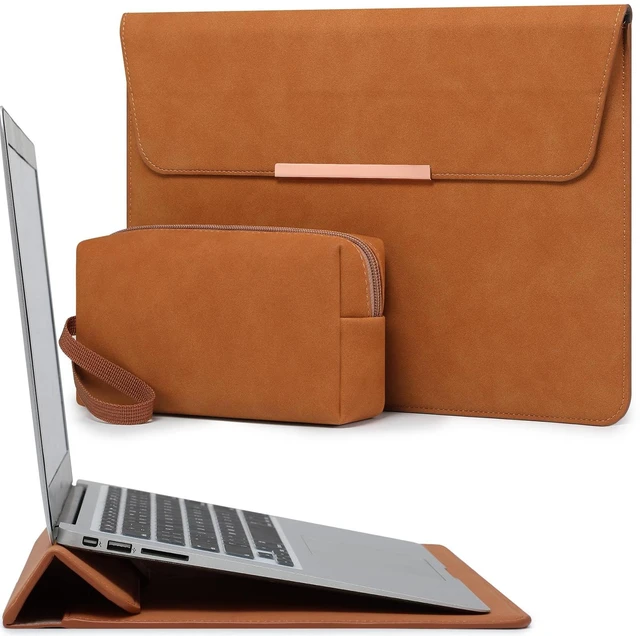 Main image of HYZUO 13 Inch Laptop Sleeve Case with Stand for MacBook Air, Brown