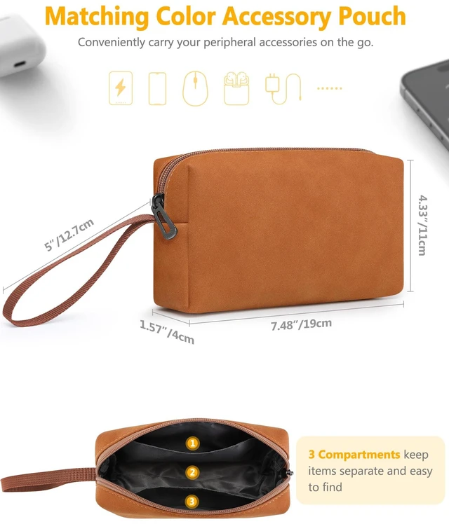 Alt view image 5 of 5 - HYZUO 13 Inch Laptop Sleeve Case with Stand for MacBook Air, Brown