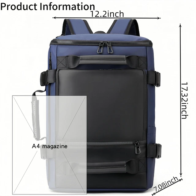 Alt view image 2 of 5 - RichMoro Carry On Backpack Travel Backpack for Men & Women, Durable Convertible Duffle Bag Fit for 16 Inch Laptop for Fitness, Travel (Dark blue)