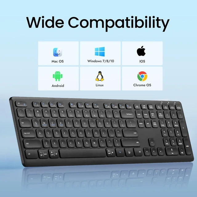 Alt view image 3 of 5 - CITLLA Wireless Bluetooth Keyboard, Support Multi Device Switching, Full Size, Scissor-Switch Keys Silent Design for Computer, Laptop, MacBook and iPad