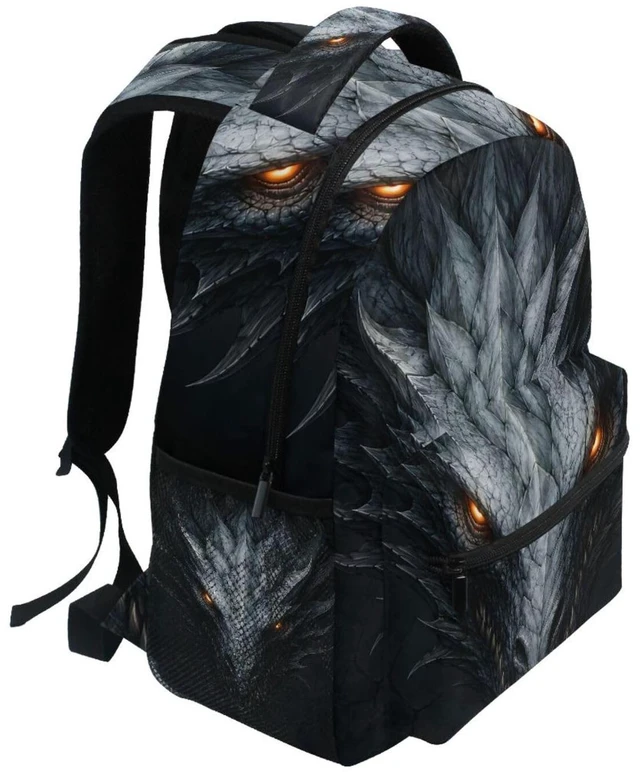 Alt view image 3 of 5 - JIPONI Silver Dragon in The Dark Backpack for Boy And Girl, 15.6 Inch Laptop School Travel Backpack For Teenage Men And Women