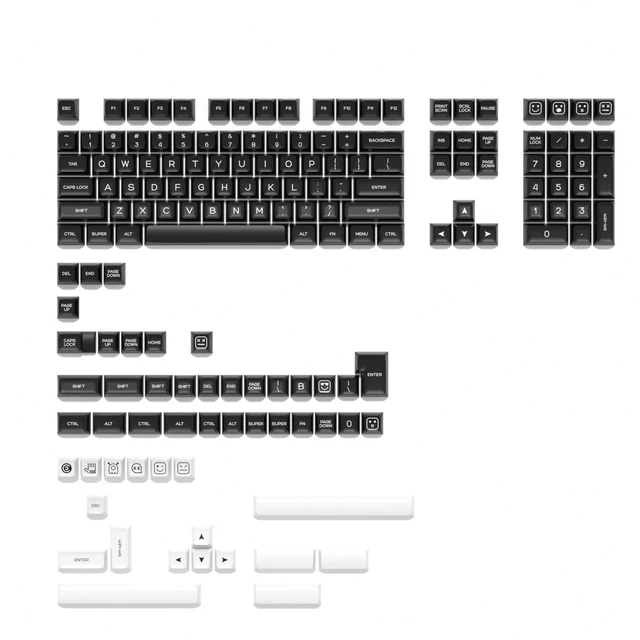 Alt view image 2 of 5 - KBDiy WOB PBT Double Shot Keycap Set,160 Keys Black and White Custom Key Caps Similar to SA Profile Keycaps 60 Percent Cute Keycaps for 61/64/68/84/87/100/104/108 Mechanical Keyboard