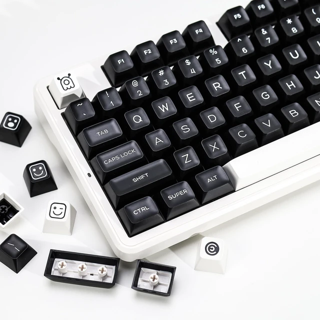 Main image of KBDiy WOB PBT Double Shot Keycap Set,160 Keys Black and White Custom Key Caps Similar to SA Profile Keycaps 60 Percent Cute Keycaps for 61/64/68/84/87/100/104/108 Mechanical Keyboard