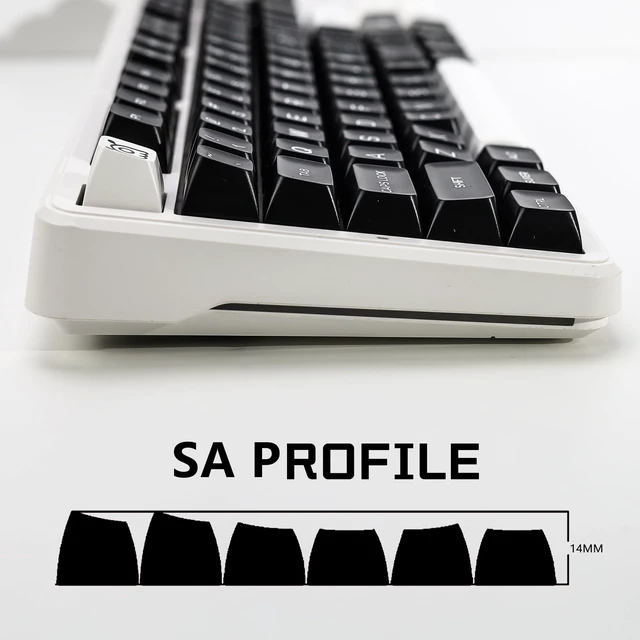Alt view image 3 of 5 - KBDiy WOB PBT Double Shot Keycap Set,160 Keys Black and White Custom Key Caps Similar to SA Profile Keycaps 60 Percent Cute Keycaps for 61/64/68/84/87/100/104/108 Mechanical Keyboard