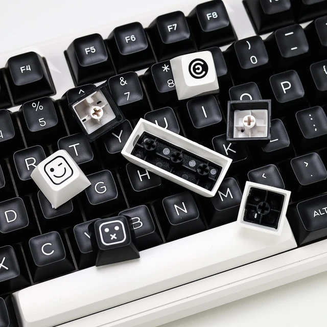Alt view image 4 of 5 - KBDiy WOB PBT Double Shot Keycap Set,160 Keys Black and White Custom Key Caps Similar to SA Profile Keycaps 60 Percent Cute Keycaps for 61/64/68/84/87/100/104/108 Mechanical Keyboard