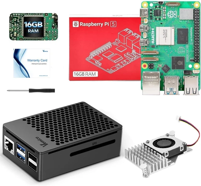 Main image of Vemico Raspberry Pi 5 16GB Kit with Active Cooler and ABS Case