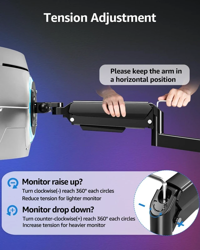 Alt view image 4 of 5 - MOUNTUP Monitor Wall Mount for 49 45 43 40 35 32 27 24 Inch Screens, Heavy Duty Wall Monitor Mount, Holds 4.4 to 44 lbs, Ultrawide Monitors Arm Wall Mount, VESA Mount 75x75/100x100mm