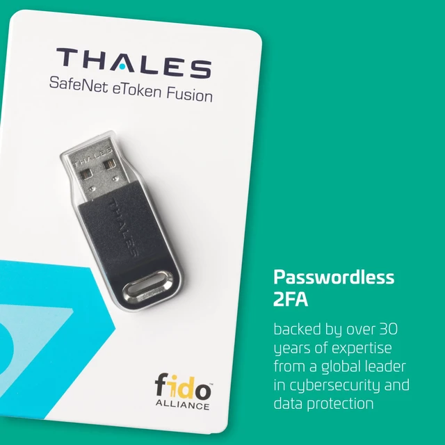Alt view image 3 of 5 - Thales - SafeNet eToken Fusion - Phishing-Resistant FIDO2 Certified Security Key for Digital Certificates or Web Apps & Desktop Authentication - USB-A, Pack of 10