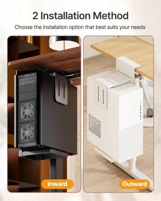 Alt view image 5 of 5 - monTEK Under Desk PC Mount, Fits 16.1-25.6" PC Cases, Max 66lbs, White