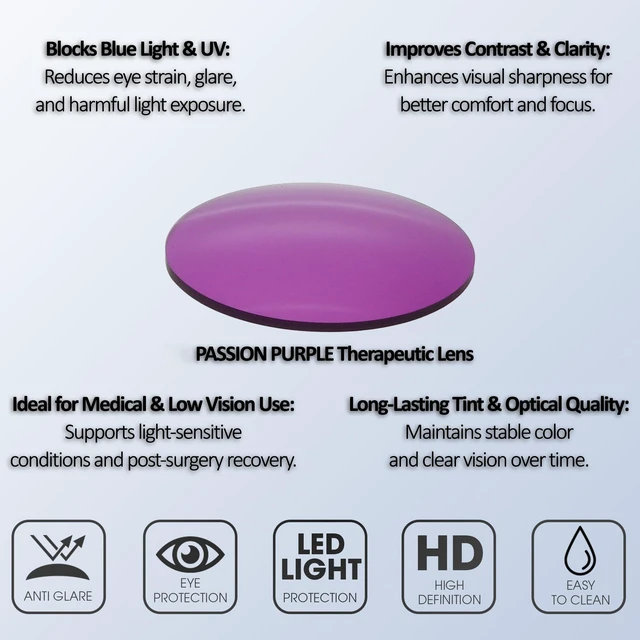 Alt view image 4 of 5 - Medspex Corinne McCormack Polly Color Therapy Reading Glasses +7.00 Pink Black Fade/Passion Purple Womens Fluorescent Light Sensitivity Chromotherapy Chakra Healing