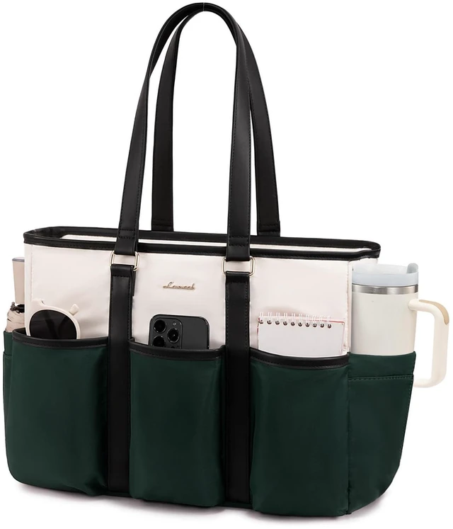 Main image of LOVEVOOK 17 Inch Laptop Tote Bag for Women Work, Teacher Tote Nurse Bag, Professional Utility Computer Bag For Work/Travel/College/Daily, Large Purse Handbag With Multi Pockets & Top Zipper