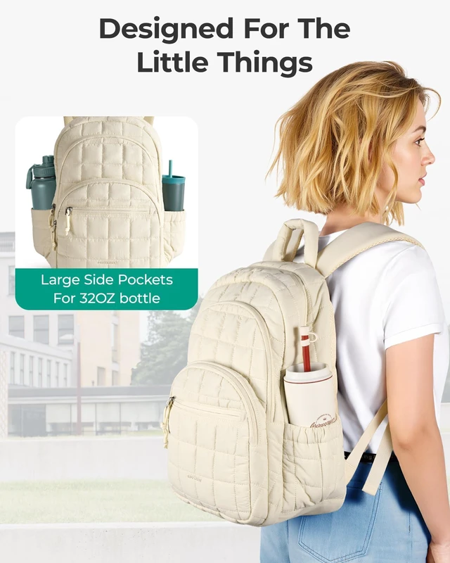 Alt view image 4 of 5 - BAGSMART Travel Backpack for Women, 15.6" College Laptop Backpack, Beige