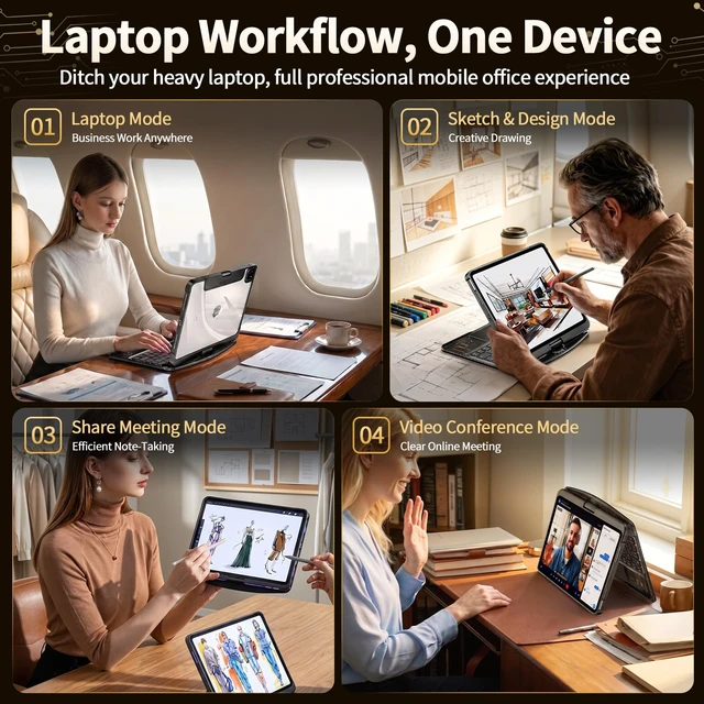 Alt view image 3 of 5 - Uminy Clear Keyboard Case for iPad Air 11/10.9 & Pro 11,360 Rotation,Black