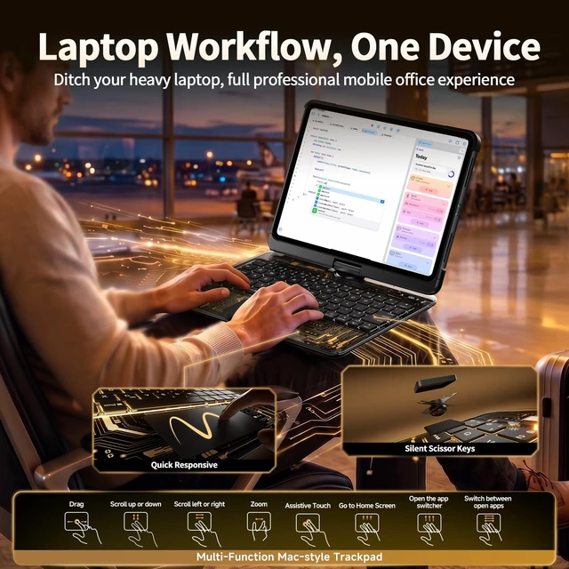 Alt view image 5 of 5 - Uminy Clear Keyboard Case for iPad Air 11/10.9 & Pro 11,360 Rotation,Black