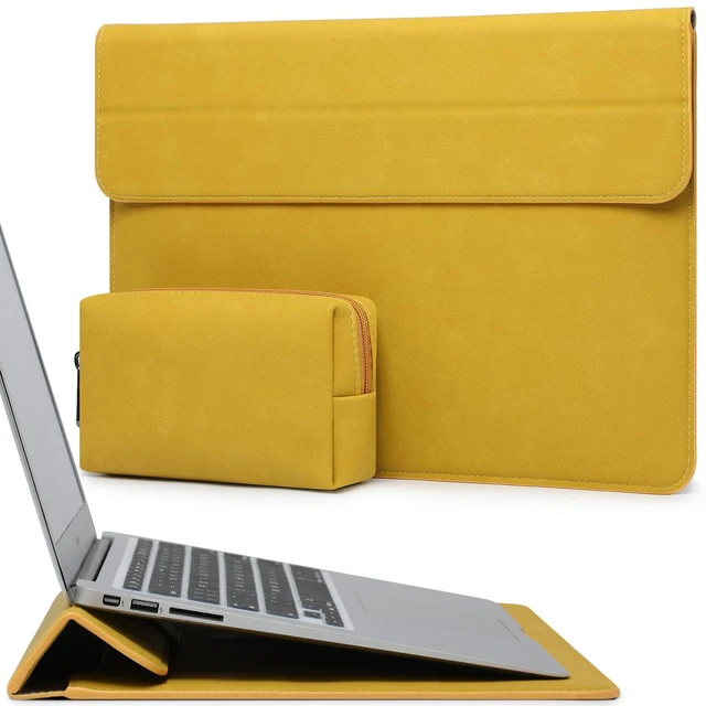 Main image of HYZUO 15 Inch Laptop Case Bag Sleeve with Stand for MacBook, Olive Yellow