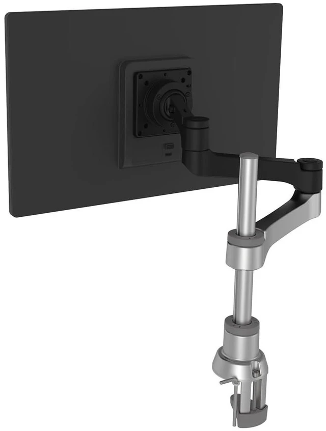 Main image of R-Go Zepher Monitor Arm, Single Monitor Desk Mount with Clamp, Adjustable Height & Rotation, Customizable Options for Optimal Ergonomics, up to 32Inch Monitors, Weigh max 8KG, Matte silver/black