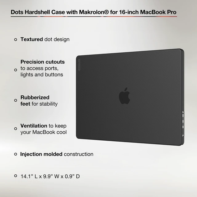Alt view image 3 of 5 - Incase Dots Hardshell with Makrolon - MacBook Pro 16 inch Case - M5 2026, 2025, 2024, 2023-2021, M4, M3, M2, M1 - MacBook Case, Laptop Cover, Protective Hard Shell, Scratch Resistant - Black