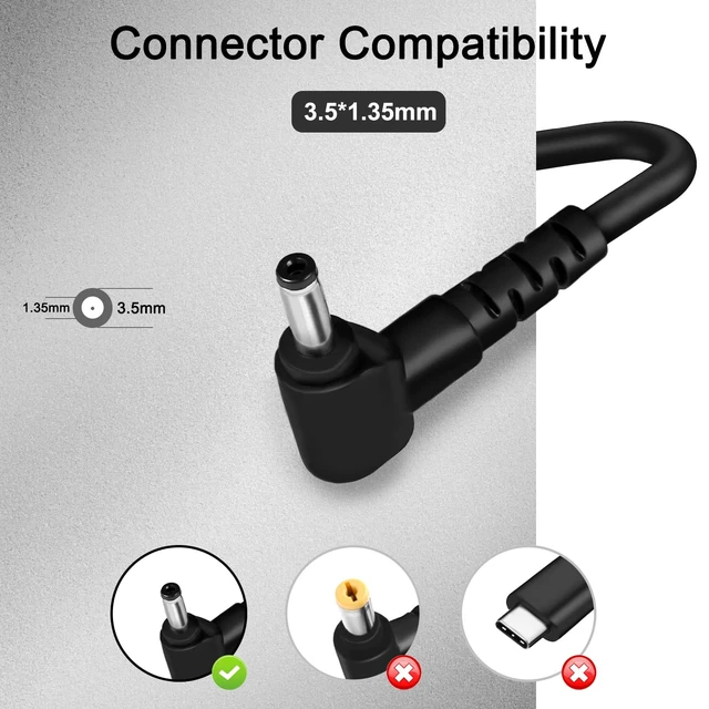 Alt view image 2 of 5 - 19V 65W Charger Power Supply Compatible with ACEMAGIC AM06 AX16 Pro KAIGERR AX16Pro AOC MX16 AM06 AOOSTAR MN57 (Not 20V)