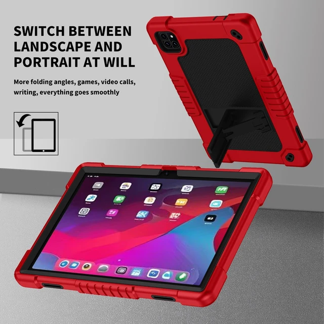 Alt view image 2 of 5 - for Callsky-Tab Cpad 10 10.1 inch Case with 2 Pcs Screen Protector,Shockproof Case with Shoulder Strap Kickstand Cover for Callsky-Tab Ctab 10/Cpad 10 10.1 inch Tablet (Red/Black)